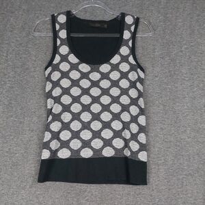 THE LIMITED WOMENS BLACK WHITE POLKADOT SLEEVELESS SCOOP NECK SWEATER VEST SZ M